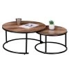 Set De 2 Tables Basses Rondes Gigognes En Bois Et Métal Noir -Produits Menagers Boutique set de 2 tables basses rondes gigognes en bois et metal noir