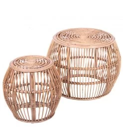Set De 2 Tables Basses Rotin