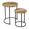 Set De 2 Tables D'appoint Rondes Gigognes En Bois Et Métal Noir -Produits Menagers Boutique set de 2 tables d appoint rondes gigognes en bois et metal noir