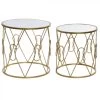 Set De 2 Tables Rondes Métal Doré Et Miroir - 50x50x51cm -Produits Menagers Boutique set de 2 tables rondes metal dore et miroir 50x50x51cm