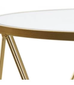Set De 2 Tables Rondes Métal Doré Et Miroir - 50x50x51cm -Produits Menagers Boutique set de 2 tables rondes metal dore et miroir 50x50x51cm 2