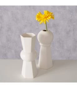Set De 2 Vases Blancs Design En Céramique -Produits Menagers Boutique set de 2 vases blancs design en ceramique 2