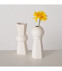 Set De 2 Vases Blancs Design En Céramique -Produits Menagers Boutique set de 2 vases blancs design en ceramique 3
