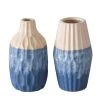 Set De 2 Vases En Poterie Blanc Crème Et Bleu H21cm -Produits Menagers Boutique set de 2 vases en poterie blanc creme et bleu h21cm