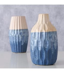 Set De 2 Vases En Poterie Blanc Crème Et Bleu H21cm 9 Set De 2 Vases En Poterie Blanc Crème Et Bleu H21cm -Produits Menagers Boutique set de 2 vases en poterie blanc creme et bleu h21cm 2