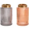 Set De 2 Vases En Verre Strié Gris Et Ambre -Produits Menagers Boutique set de 2 vases en verre strie dore