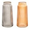 Set De 2 Vases En Verre Strié Gris Et Ambre 11x11x25cm -Produits Menagers Boutique set de 2 vases en verre strie gris et ambre 11x11x25cm
