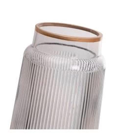 Set De 2 Vases En Verre Strié Gris Et Ambre 11x11x25cm -Produits Menagers Boutique set de 2 vases en verre strie gris et ambre 11x11x25cm 2