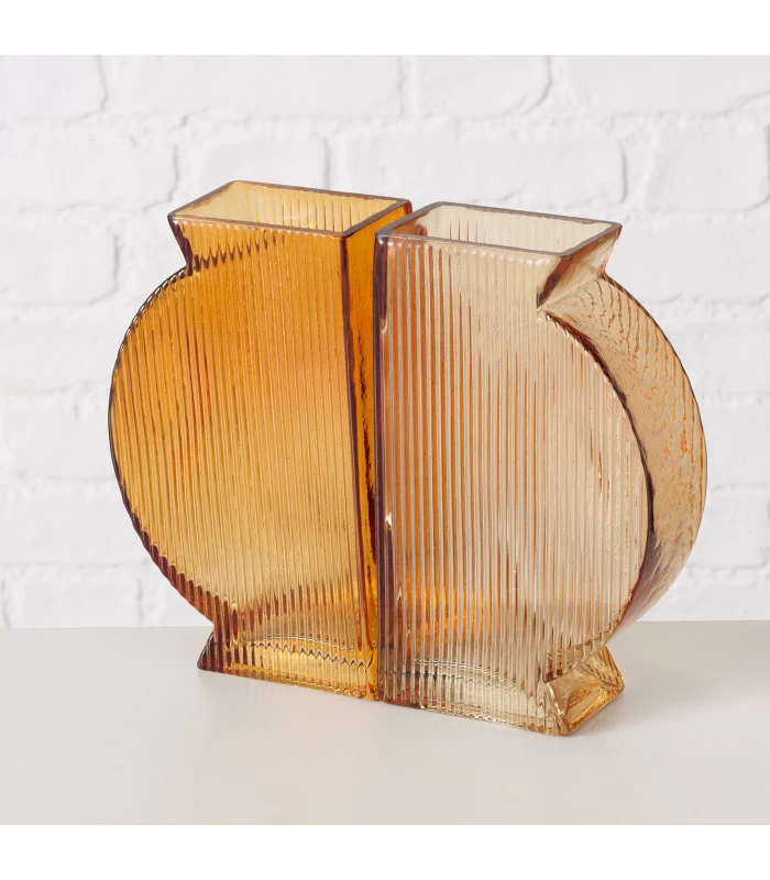 Set De 2 Vases En Verre Strié H20cm 6 Set De 2 Vases En Verre Strié H20cm – Image 4