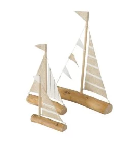 Set De 3 Bateaux Décoratifs En Bois à Poser
