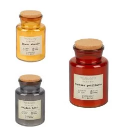 Set De 3 Bougies Parfumées Pots En Verre Et Liège 7x7x12cm