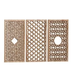Set De 3 Miroirs Orientaux Bois Rectangulaires 60x30x1.5cm