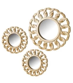 Set De 3 Miroirs Ronds Or Champagne 39x2x39cm