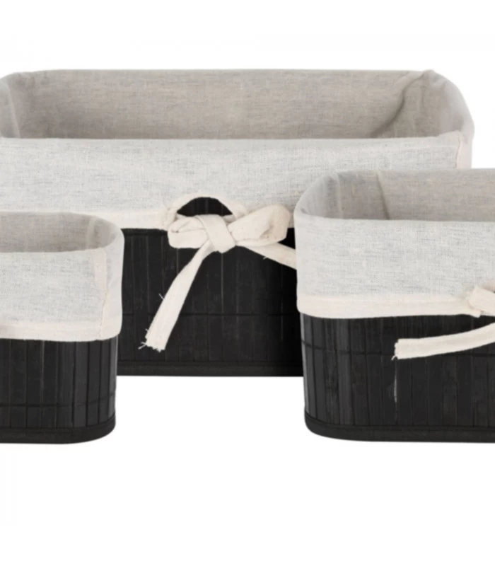 Set De 3 Paniers De Rangement En Bambou Noir Pour Salle De Bain 4 Set De 3 Paniers De Rangement En Bambou Noir Pour Salle De Bain – Image 2