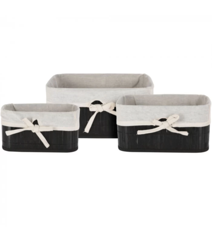 Set De 3 Paniers De Rangement En Bambou Noir Pour Salle De Bain 3 Set De 3 Paniers De Rangement En Bambou Noir Pour Salle De Bain
