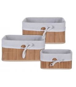 Set De 3 Paniers De Rangement En Bambou Pour Salle De Bain