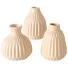 Set De 3 Petits Vases Design En Porcelaine Beige