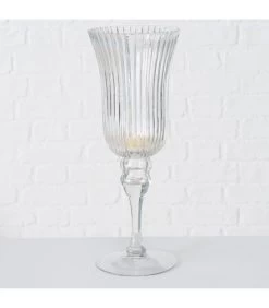 Set De 3 Photophores Sur Pieds En Verre Strié -Produits Menagers Boutique set de 3 photophores sur pieds en verre strie 2