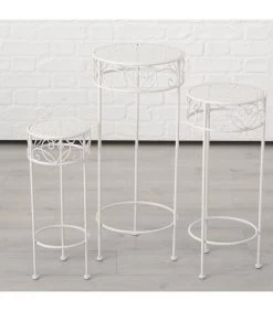 Set De 3 Supports Pots Plantes En Métal Blanc -Produits Menagers Boutique set de 3 supports pots plantes en metal blanc 1