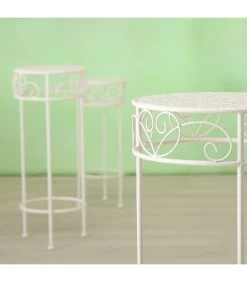 Set De 3 Supports Pots Plantes En Métal Blanc -Produits Menagers Boutique set de 3 supports pots plantes en metal blanc 6