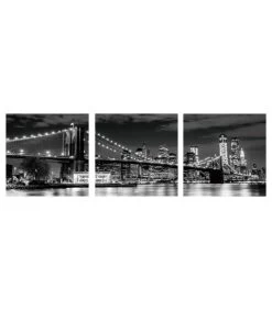Set De 3 Tableaux Décoratifs Photo Brooklyn Bridge 50x50cm