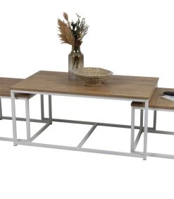 Set De 3 Tables Basses Gigognes Bois Et Métal Blanc 100xx60x45cm 7 Set De 3 Tables Basses Gigognes Bois Et Métal Blanc 100xx60x45cm -Produits Menagers Boutique set de 3 tables basses gigognes bois et metal blanc 100xx60x45cm 2
