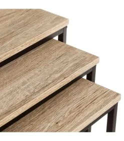 Set De 3 Tables Basses Gigognes Bois Et Métal Noir 40x40x42cm -Produits Menagers Boutique set de 3 tables basses gigognes bois et metal noir 40x40x42cm 1