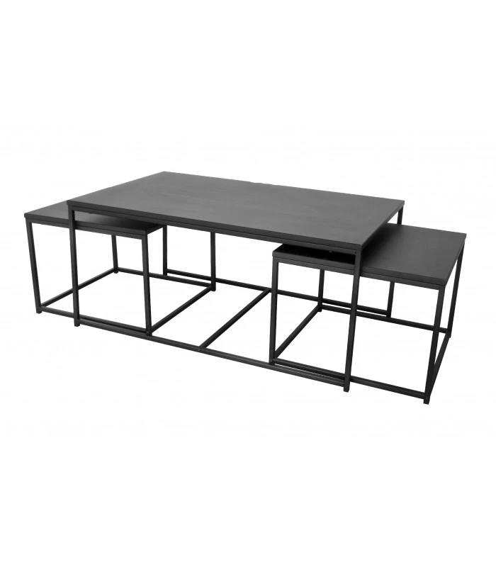 Set De 3 Tables Basses Gigognes Métal Noir 3 Set De 3 Tables Basses Gigognes Métal Noir