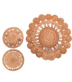 Set De 3 Tapis Ronds Tressés En Jute - Diamètre 90cm -Produits Menagers Boutique set de 3 tapis ronds tresses en jute diametre 90cm 2