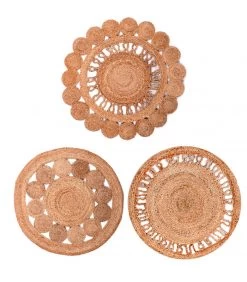 Set De 3 Tapis Ronds Tressés En Jute - Diamètre 90cm