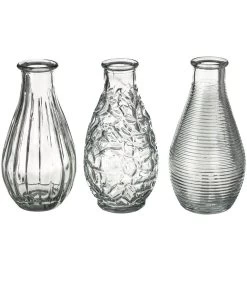 Set De 3 Vases En Verre - 6.8x6.8x14cm