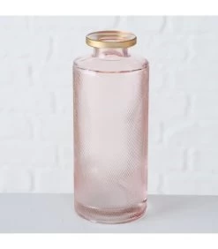 Set De 3 Vases Soliflores En Verre Taillé Rose Et Doré 5x5x13cm -Produits Menagers Boutique set de 3 vases soliflores en verre taille rose et dore 5x5x13cm 2