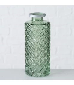 Set De 3 Vases Soliflores En Verre Taillé Vert Et Argenté 5x5x13cm -Produits Menagers Boutique set de 3 vases soliflores en verre taille vert 5x5x13cm 3