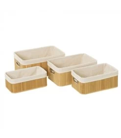 Set De 4 Paniers De Rangement Pour Salle De Bain Bambou - 41x28x18cm -Produits Menagers Boutique set de 4 paniers de rangement pour salle de bain bambou 41x28x18cm 1