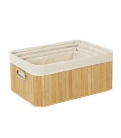 Set De 4 Paniers De Rangement Pour Salle De Bain Bambou - 41x28x18cm -Produits Menagers Boutique set de 4 paniers de rangement pour salle de bain bambou 41x28x18cm 4