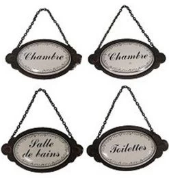 Set De 4 Plaques De Porte Décoratives Toilettes, Chambre, Salle De Bain