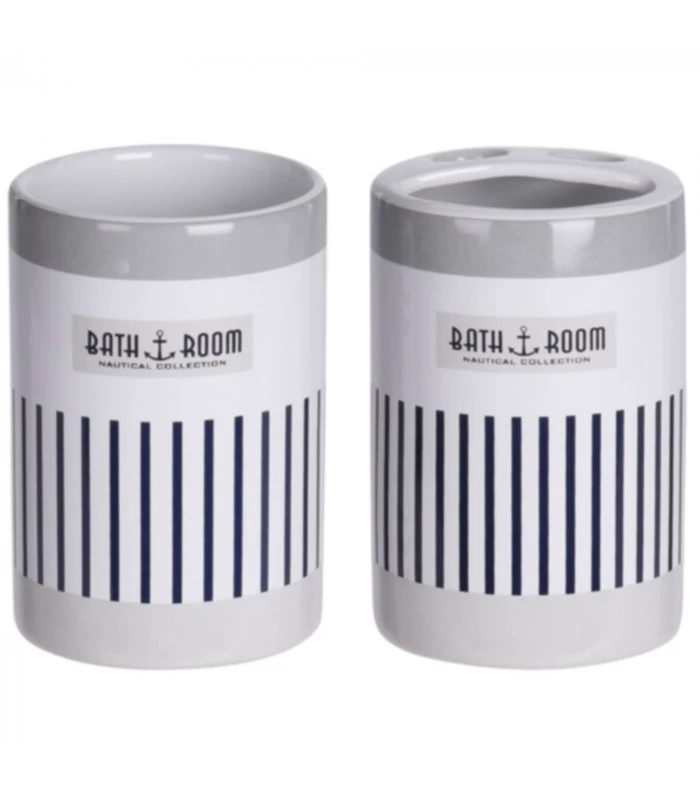 Set Salle De Bain Bleu Et Blanc - 4 Pièces 5 Set Salle De Bain Bleu Et Blanc - 4 Pièces – Image 3