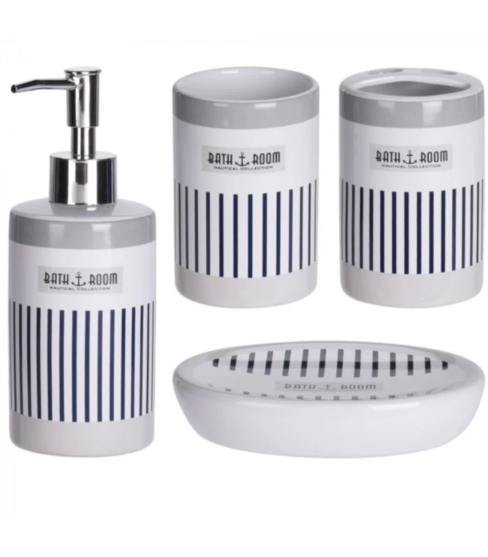 Set Salle De Bain Bleu Et Blanc - 4 Pièces 3 Set Salle De Bain Bleu Et Blanc - 4 Pièces