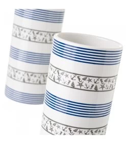 Set Salle De Bain Bleu Et Blanc Coquillages - Distributeur Savon + Verre -Produits Menagers Boutique set salle de bain bleu et blanc coquillages distributeur savon verre 1