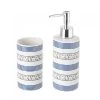 Set Salle De Bain Bleu Et Blanc Coquillages - Distributeur Savon + Verre -Produits Menagers Boutique set salle de bain bleu et blanc coquillages distributeur savon verre