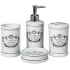Set Salle De Bain Céramique Blanc Et Noir 4 Pièces -Produits Menagers Boutique set salle de bain ceramique blanc et noir 4 pieces