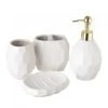 Set Salle De Bain Céramique Blanc Et Or 4 Pièces -Produits Menagers Boutique set salle de bain ceramique blanc et or 4 pieces