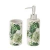 Set Salle De Bain Feuillage Vert - Distributeur Savon + Verre -Produits Menagers Boutique set salle de bain feuillage vert distributeur savon verre