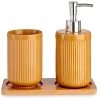 Set Salle De Bain Jaune En Céramique Et Plateau Bambou 2 Set Salle De Bain Jaune En Céramique Et Plateau Bambou -Produits Menagers Boutique set salle de bain jaune en ceramique et plateau bambou
