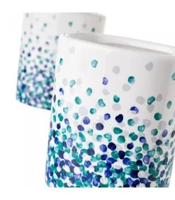 Set Salle De Bain Pétales Bleus - Distributeur Savon + Verre -Produits Menagers Boutique set salle de bain petales bleus distributeur savon verre 2