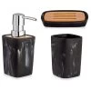 Set Salle De Bain Plastique Effet Marbre Noir Et Bambou - 3 Pièces -Produits Menagers Boutique set salle de bain plastique effet marbre noir et bambou 3 pieces