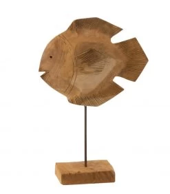 Statue Déco à Poser En Teck Poisson - 30.5x10x45cm