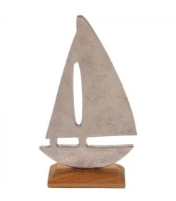 Statuette Bateau En Bois Et Aluminium