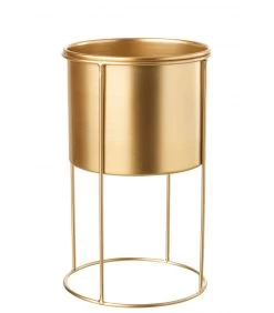 Support Pot Plante En Métal Doré - 18x18x32cm -Produits Menagers Boutique support pot plante en metal dore 18x18x32cm 2
