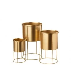Support Pot Plante En Métal Doré - 18x18x32cm -Produits Menagers Boutique support pot plante en metal dore 18x18x32cm 3